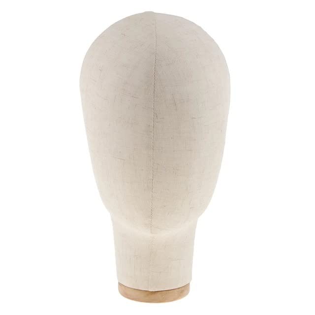 EdirFtra 21'' Linen Mannequin Head Black Cotton Off-White Linen Mannequin Head Hat Holder