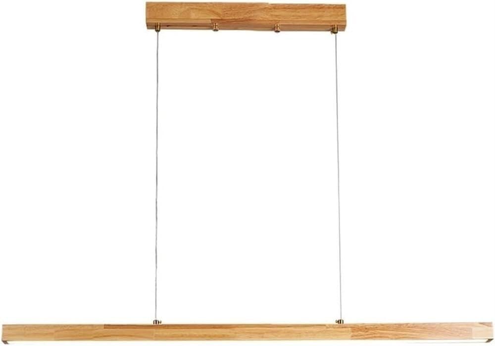 LYMSXAZOU Wooden Chandelier Wood Linear Pendant Light LED Lighting Fixture Dining Room Ceiling Suspension Hanging Adjustable Island Lights for Kitchen Billiard Pool Table Household