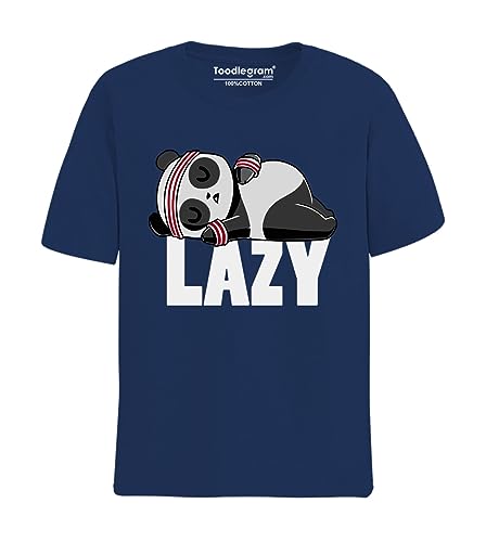 Image of Toodlegram Men Plus Size Cotton Printed T-Shirt Regular Fit Navy Blue