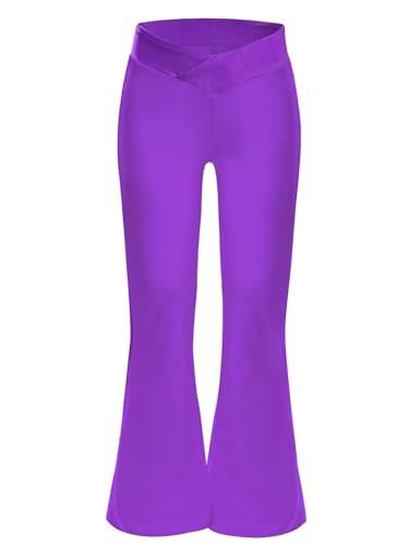 Girls Flare Leggings Kids Bell Bottom V Cross High Waist Soft Yoga Pants Stretchy Bootcut Dance Flare Pants3