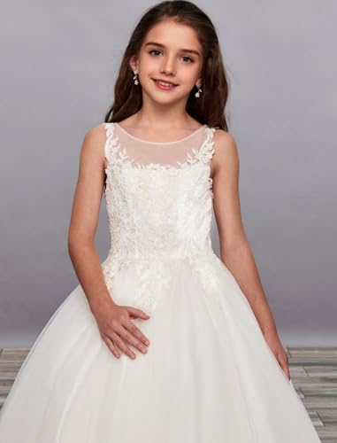 Lace Tulle Flower Girl Dresses for Wedding Backless Princess Pageant Ball Gown A Line First Communion Dress for Girls2