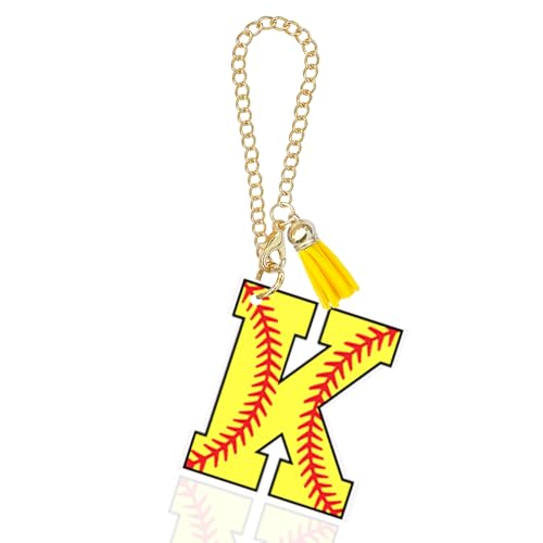 Ldntly Softball Gifts Letter Charm Accessories for Stanley Cup Softball Initial Keychain Charm for Stanley Tumbler Charms for Purse Backpack Gifts for Women Softball Lovers Girls Mom Sister Birth K