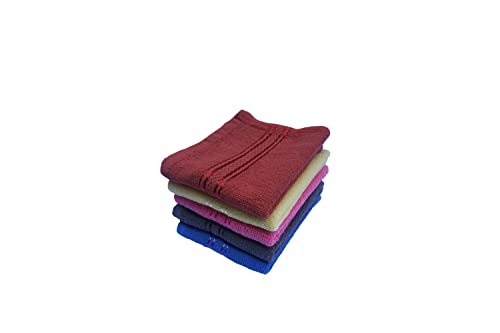 Image of Space Fly 500 GSM Fresh Loom Soft Cotton Face Towel for Women - Absorbent Washcloths & Handkerchief Set for Home, Gym & Baby Care (Size-10x10 Inch, Multicolor) (Set of 10)