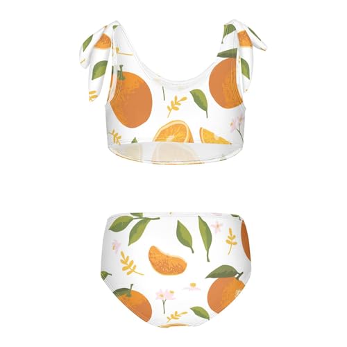 Girls Summer Pattern with Oranges Swimsuit Two Pieces Bikini Set Bathing Suits Swimwear Crop Top Swimsuit Set2