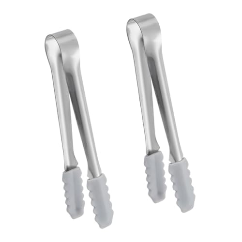 CONGARTENO 2pcs Ice Cube Tongs Pasta Tong Frying Tong Coffee Tong Bread Tong Candy Tong Appetizer Tong Fruit Tong Grilling Tong Sugar Cube Tong Snack Tong Ice Serving Tong Silver