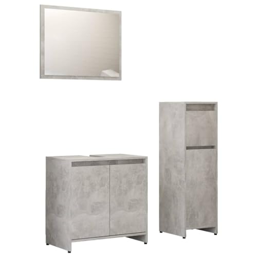 Juego de muebles de baño de 3 piezas para organizar aseos pequeños con madera gris 3
