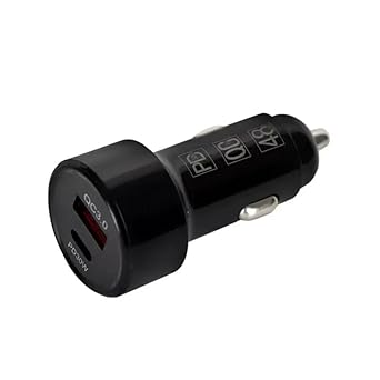 48W Dual Port Fast Car Charger | PD & QC 3.0 USB Adapter (30W + 18W) Compatible with Smartphones, Tablets, Laptops, Smartwatches, Power Banks & More Black