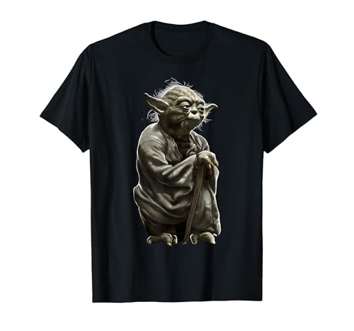 T-Shirt Graphique Star Wars Yoda Crouching Portrait T-Shirt, Homme, Noir, L