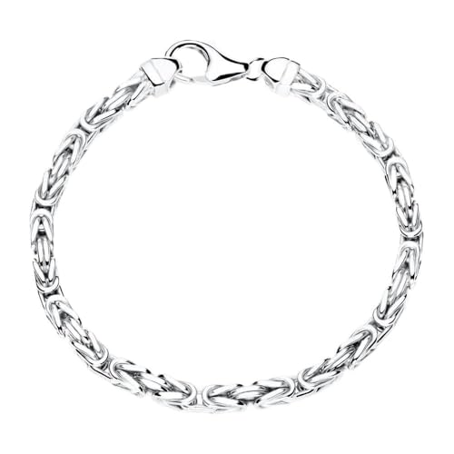 JEWLIX Armband Königskette 925 Silber rhodiniert 4mm KA0040-RH (23cm)