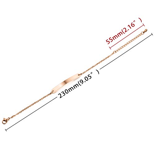 Memediy Personalized Bracelet Customized Engraving Name/Date For Women Girlfriend Best Friend Stainless Steel Dainty Ankle Link Bracelets With Adjustable Chain Bridesmaid Gift (Rose Gold Color) #TOP4
