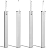 Misdary 4 Pcs Commercial Grade Large Keychain Slim Long Keychain Heavy Duty Giant Metal Key Chain for Restrooms Public Rooms (Silver)