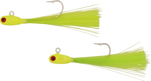 H&H Magnum Speck Rigs Fishing Lures for Speckled Trout 1/8 oz Pre-Rigged Double Rig Jigs, Chartreuse/Chartreuse