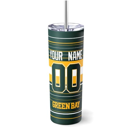 Image of Green Bay Tumbler 20oz Travel Mug Custom Name and Number Gifts