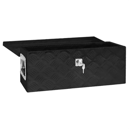 vidaXL Caja de Almacenaje Remolque Herramientas con Tapa Baúl Accesorio para Casa Coleccionables Organizador Garaje de Aluminio Negro - imagen 5