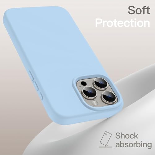 Image of AIBEX Premium Liquid Silicone Back Cover Case Compatible for iPhone 16 Pro | Shockproof, Drop and Camera Protection | Slim Phone Case, Anti-Scratch Soft Microfiber Lining - Sky Blue