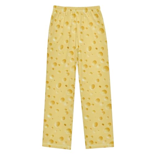 ZZXXB Cheese Print Boys Long Pants Soft Trousers Elastic Waist Kids Lounge Bottoms with Pockets S-XL