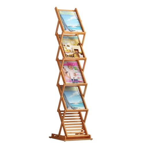 Porte-revues pliable en bambou élégant et haut de gamme pour aménagement de magasin
