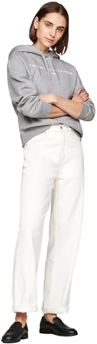 Tommy Hilfiger Damen Hoodie mit Logo, Grau (Medium Heather Grey), XXS – Ansicht 4