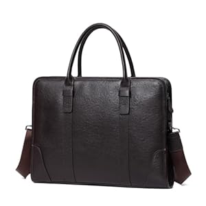 Pipisweet Herren Leder Laptoptasche Umhängetasche Kaffeebraun