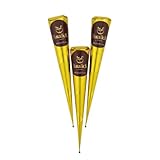 PuraTick 3 pcs x 35 Gram XL Henna Mehndi Cones | Dark Brown Mehndi | All Natural Body Art Organic Herbal Temporary Tattoo | Pack of 3