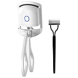Beheizte Wimpernzange, Elektrische Wimpernzange USB Wiederaufladbare mit Silikonpad Wimpernbürste, Type C-Schnittstelle, Einstellbar 2 Temperatur für alle Wimpern Mädchen Frauen Geschenk (white)