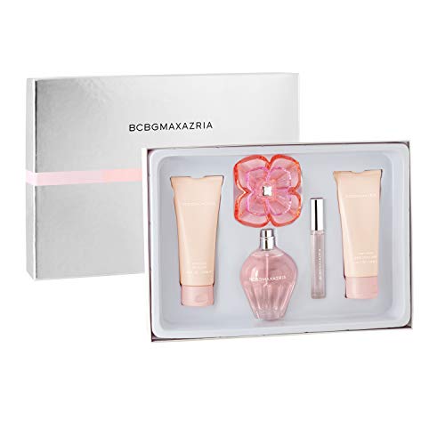 BCBGMAXAZRIA - Classic 4 Piece Fragrance Giftset for Women - (3.4oz/100ml EDP Perfume + 3.4oz/100ml Body Lotion + 3.4oz/100ml Shower Gel + 10ml EDP Rollerball)