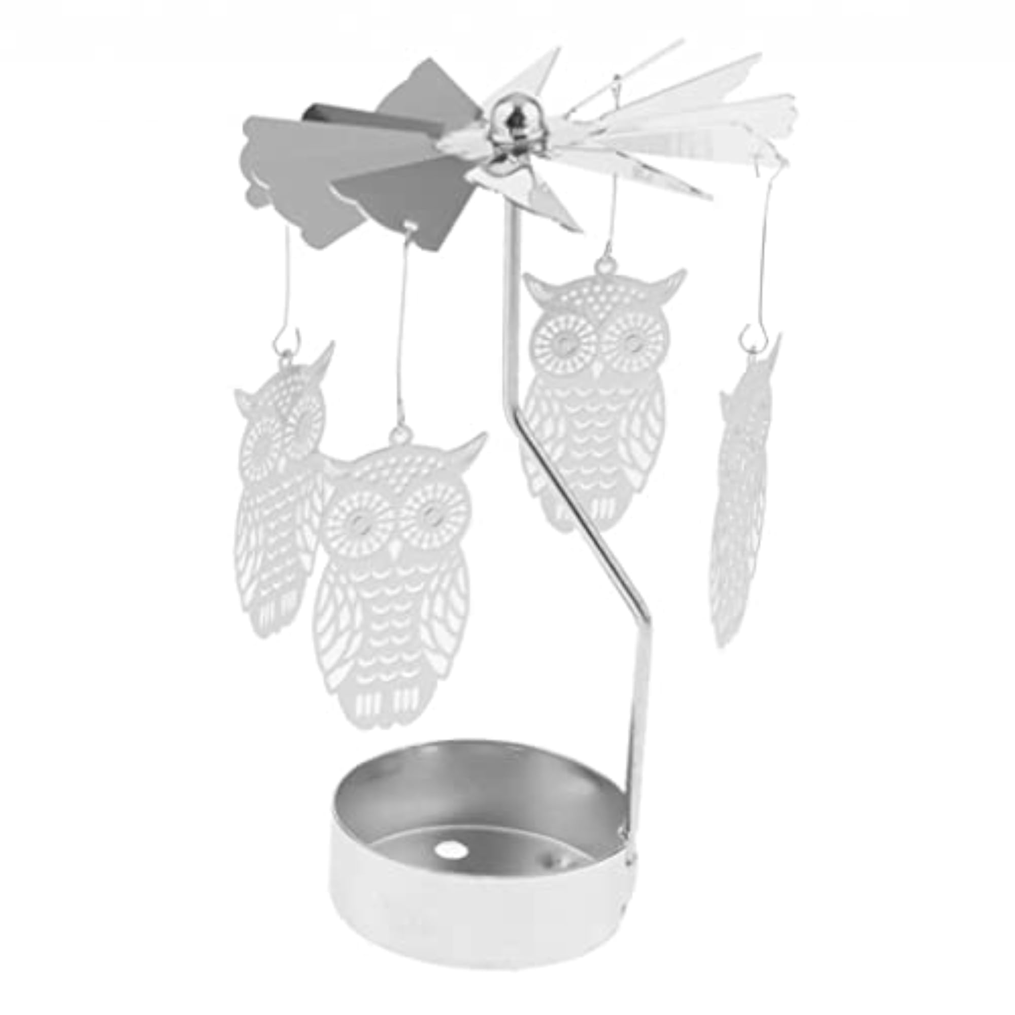 Rotating Candle Tea Light Holder Owl, 2 Pack