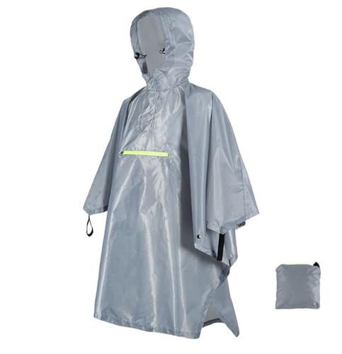 Genérico Chubasquero Poncho impermeable tres en uno for adultos, for exteriores, senderismo, poliéster, multifuncional Para Hombre(Grey)
