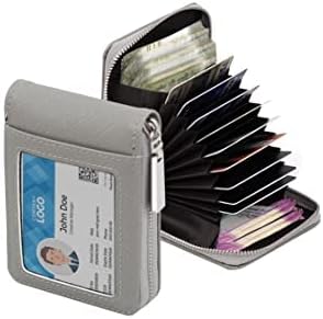 Storite PU Leather 9 Slot Vertical Credit Debit Card Holder Money Wallet Zipper Coin Purse for Men Women (Grey - 11.5 x 2 x 8 Cm)