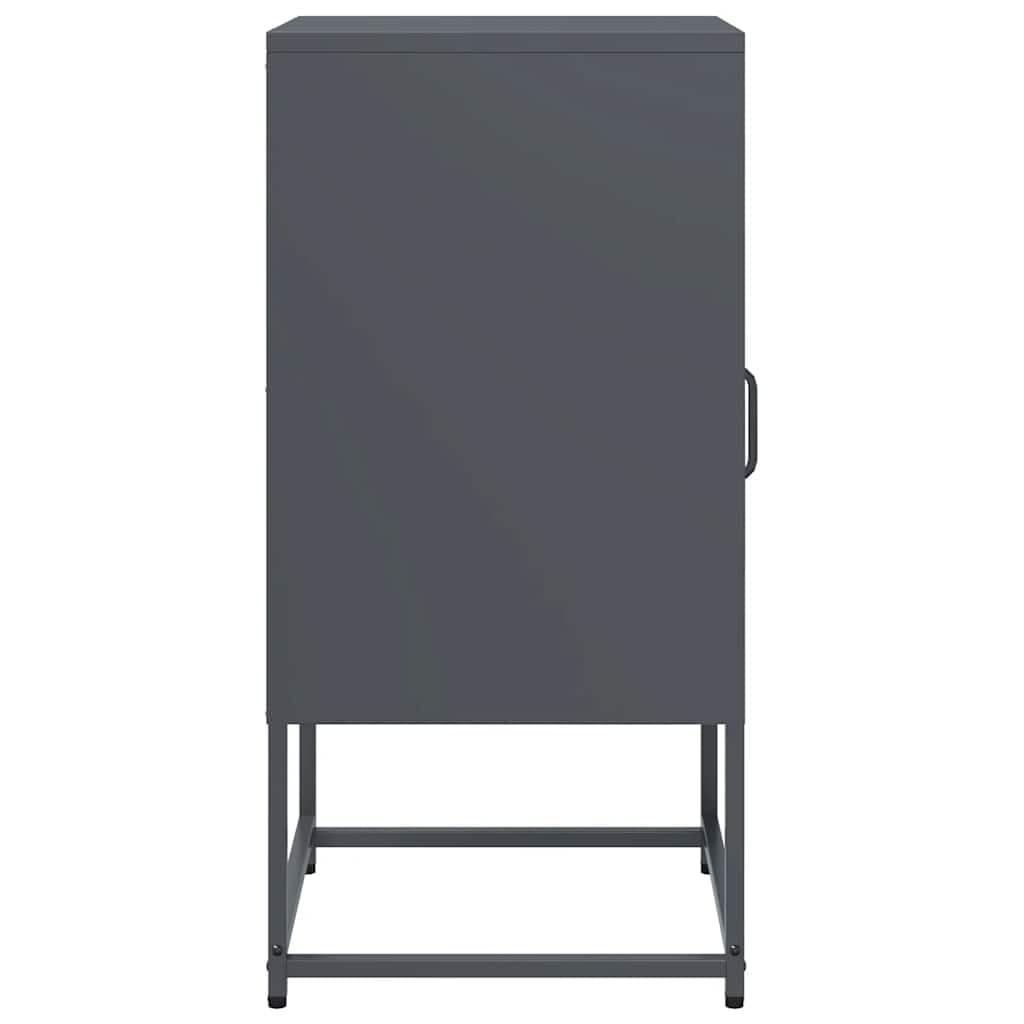 Comodino Antracite 36x39x78 cm in Acciaio Laminato a Freddo | Mobiletto multiuso in metallo con gambe e maniglie per camera da letto, corridoio e ufficio