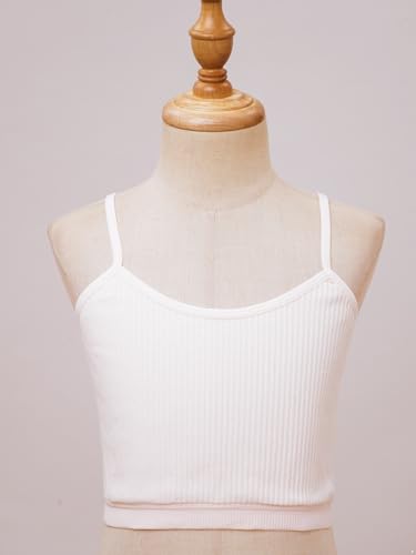 Kids Girls Spaghetti Straps Crop Tank Top Solid Color Camisole Underwear Ribbed Bra Vest Bralette Sportwear3