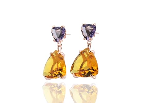 Boucles d'oreilles améthyste citrine or : le cadeau idéal avec pierres de naissance - 5