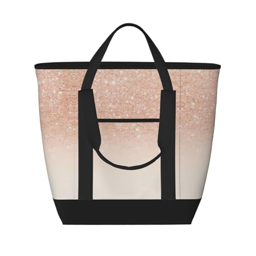 WANLON Bolsa de mano aislada de gran capacidad con purpurina sintética, reutilizable, hombro ajustable, perfecta para el trabajo, picnic y viajes, Black, Talla única