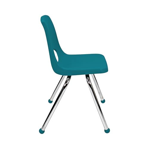 Image of FDP 16 inch School Stack Chair, Stacking Student Seat with Chromed Steel Legs and Ball Glides for Classroom, Homeschool or Office - Teal, 11559-TL