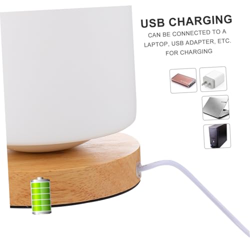 Lámpara de Mesa OSALADI LED Madera Cilíndrica Luz Cálida miniatura 5