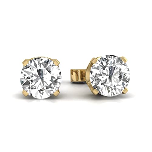 TimeLess Classics 1/4-3/4 CTW Natural Diamond Solitaire Stud Earrings For Women in 14K White and Yellow Gold - Gift For Her