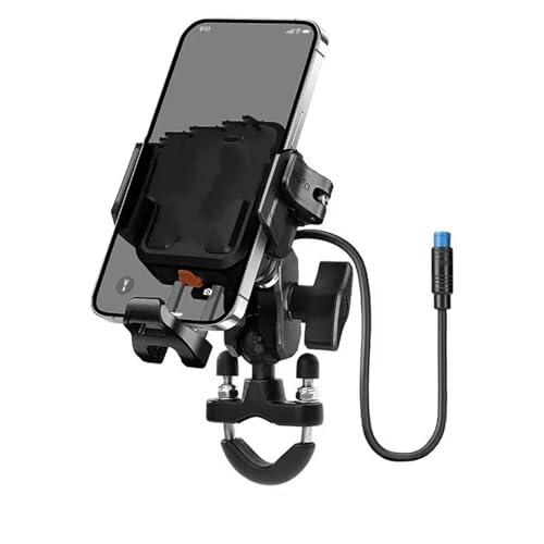 Support GPS moto avec chargeur Type-C antichoc et antivol réglable noir B