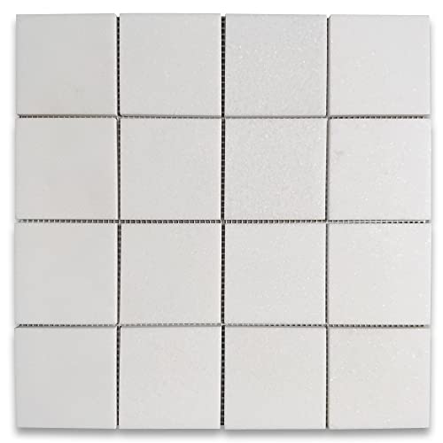 Stone Center Online Thassos White Marble 3X3 Square Mosaic Tile Polished Kitchen Bath Wall Floor Backsplash Shower (1 Sheet) #TOP16