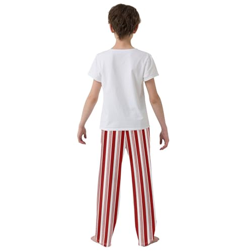 Red and White Striped Candy Cane Boys Track Pants Toddler Casual Pants Sweatpants Kids Athletic Pants for 6-8 Years3