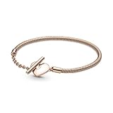 Das von Hand veredelte Schmuckstück aus unserer 14 Karat rosévergoldeten Metalllegierung ist eine moderne Interpretation des Pandora Moments Schlangen-Gliederarmbands