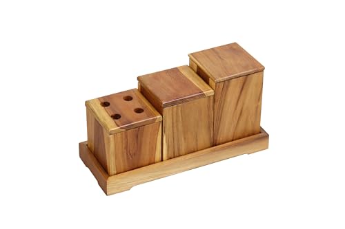 EcoDecors, Eleganto, 7 Piece, Teak Wood Bathroom Amenities Set, Teak