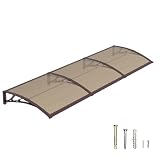 DAWNINGHOMM Pensilina da Esterno 100 x 300 cm – Tettoia per Porta d’Ingresso in Policarbonato con Staffe in ABS, Protezione da Pioggia, Neve e Raggi UV per Porta, Finestra e Terrazza