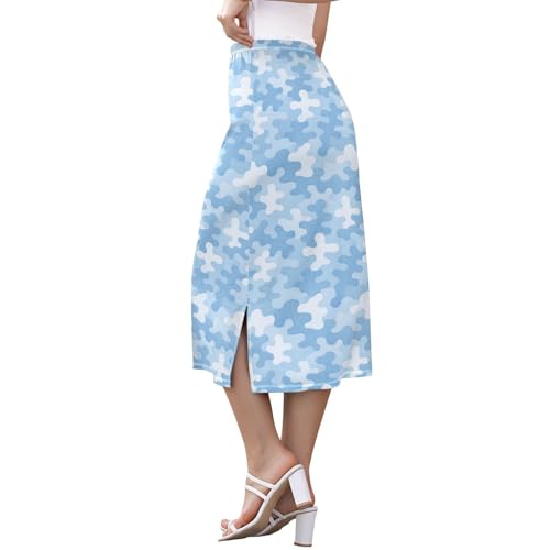 Women's Trendy Elastic Midi Slip Skirt Weekend Split Midi Skirt2