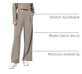 ODODOS Modal Soft Wide Leg Pants for Women High Waist Casual Relaxed Pants with Pockets, 31" Inseam, Khaki, X-Small