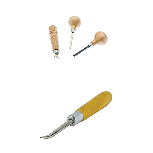 SE JT43 Stone Setting Prong and Bezel Set with Wooden Handles, 3 Piece with Burnisher