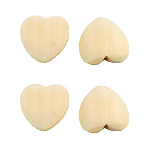 Arakierst 20pcs Natural 20mm Unfinished Wood Hearts Beads with Holes Eco-Friendly Wooden Handing Materials DIY Beading Craft Accessories Cover