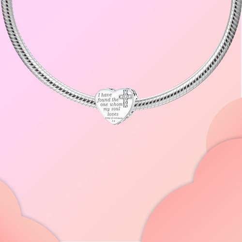 Image of LUXILLA Love You Best Friend Grandma Wife Heart Charm 925 Sterling Silver Charms Fit for Bracelets Necklace Jewelry Gift for Women