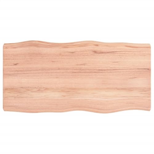 Tablero de mesa de madera maciza tratada en marrón claro y borde vivo (80x40 cm) 4