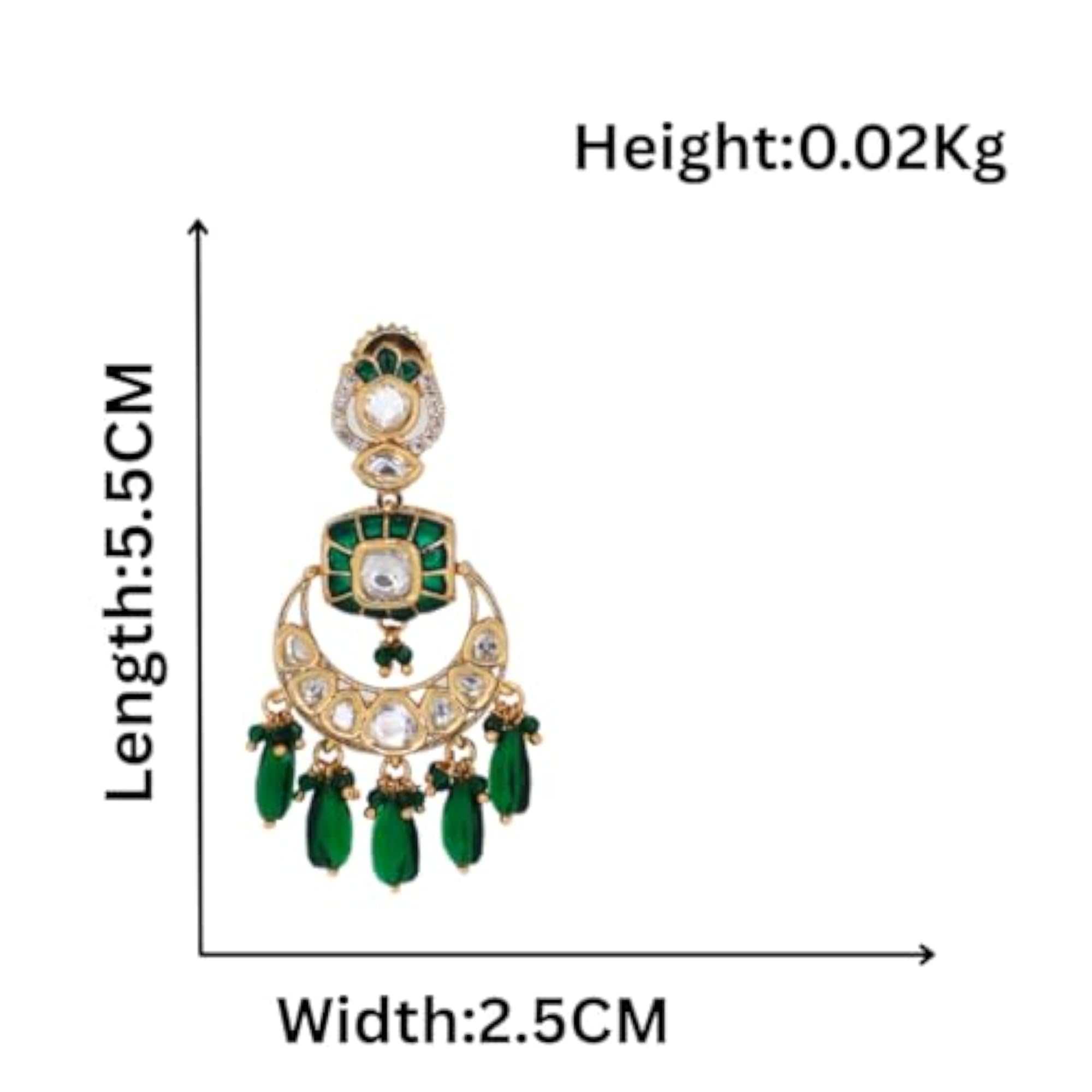 Women's Handcrafted Kundan Polki & Drop Beads Brass Dangler Earrings