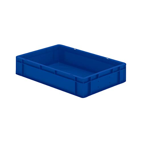 Certeo Euro-Format-Stapelbehälter, Wände und Boden geschlossen - LxBxH 600 x 400 x 120 mm - blau, 24 Liter, 5 Stk, Polypropylen (PP), Euronorm Stapelkasten